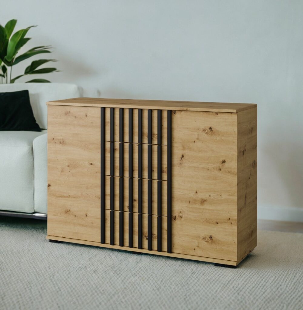 Komoda 120cm – 4 Półki + 4 Szuflady