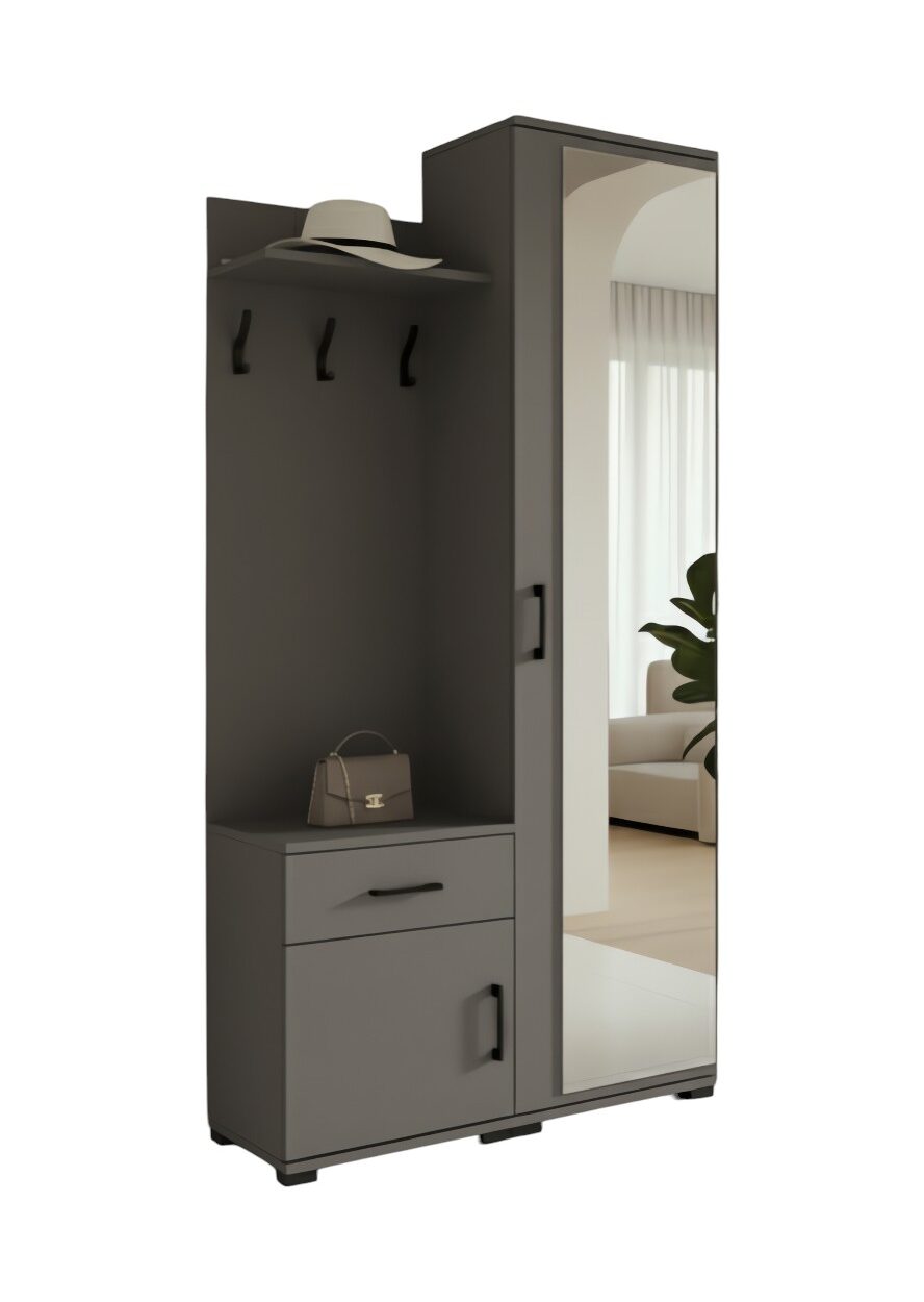 Garderoba 90cm / Szafka na Buty z Wieszakami i Lustrem 90x190cm